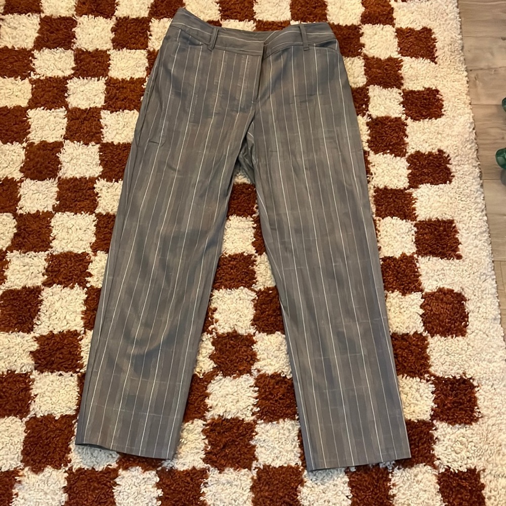Grey Plaid Pattern Dress Pants